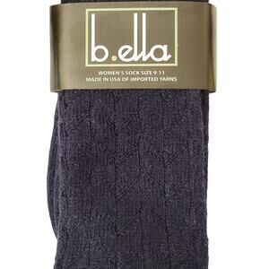 B.Ella Navy Blue Ribbed Socks Ankle Crew Dress Size 9-11 #3507 Angora Blend